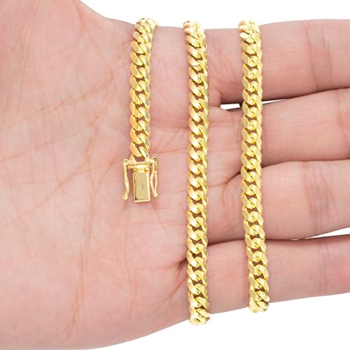 14k Yellow Gold Miami Cuban Link Chain Necklace