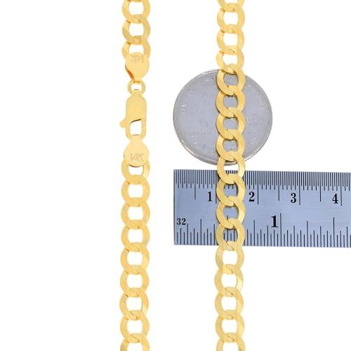 Nuragold 14k Yellow Gold 7mm Curb Link Necklace