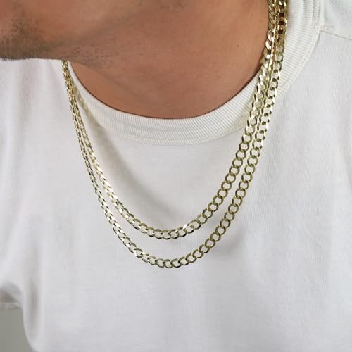 Nuragold 14k Yellow Gold 7mm Curb Link Necklace