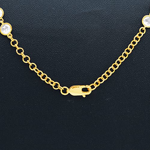 Rose Cut Diamond Chain Necklace in 18k Gold