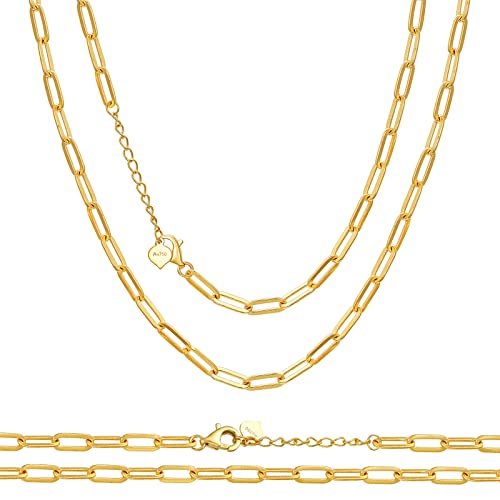 MRENITE 18K Gold Paperclip Link Necklace Set Women'sVIP Shopper