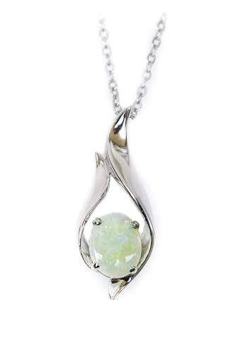 Opal Necklace - Australian Fire Opal Pendant Gold
