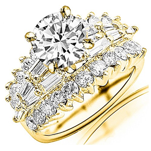 14K Yellow Gold Diamond Engagement Ring with Moissanite