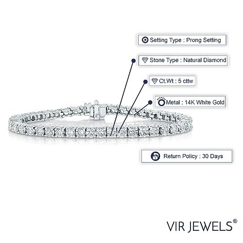 VIR JEWELS Diamond Bracelet Tennis Round White Gold