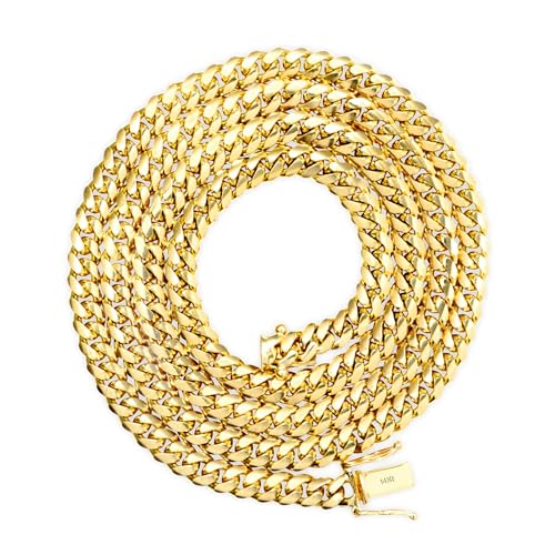 14k Yellow Gold Miami Cuban Link Chain Necklace