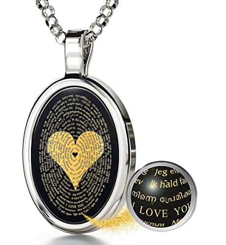 NanoStyle 14k White Gold Love Necklace - 120 Languages