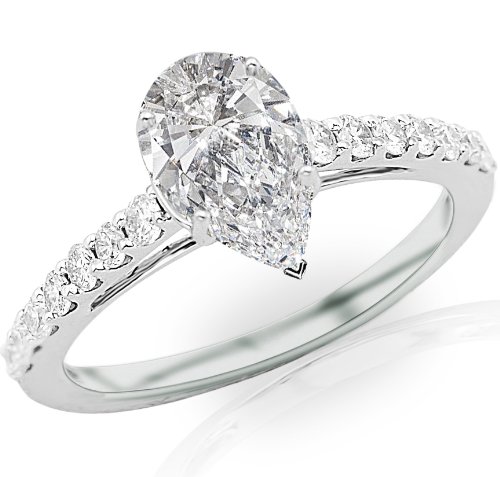 Classic Pear Cut Diamond Engagement Ring, 1.25 Ct