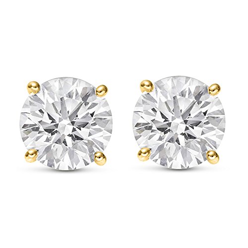 6 Carat Lab-Grown Diamond Earrings, 14K Yellow Gold