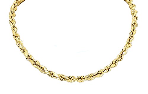 14k Yellow Gold 4.0mm Diamond Cut Rope Chain