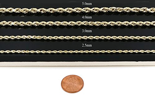 14k Yellow Gold 4.0mm Diamond Cut Rope Chain