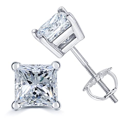 AGS Certified 1/4-1.00ct TW Princess Cut Diamond Earrings