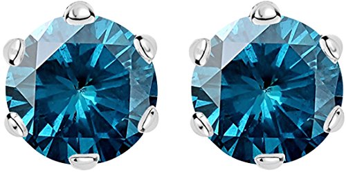 Blue Diamond 2.5CT Solitaire Stud Earrings Platinum Collection
