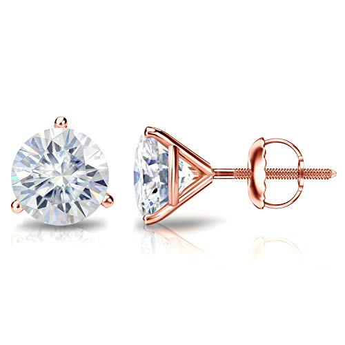 7ct Moissanite Round Stud Earrings 14k Rose Gold