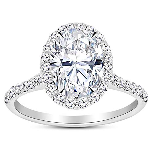 Oval Cut Halo White Gold Diamond Engagement Ring