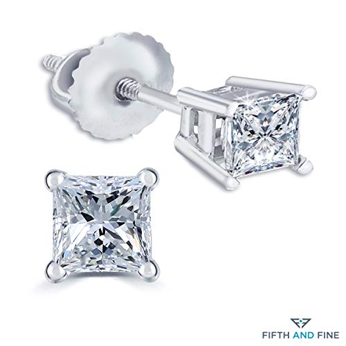 AGS Certified 1/4-1.00ct TW Princess Cut Diamond Earrings