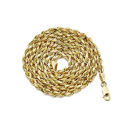 14K Yellow Gold 4mm VIP Rope Chain Necklace