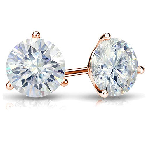 7ct Moissanite Round Stud Earrings 14k Rose Gold