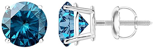 Blue Diamond Stud Earrings 2.5 Carat Platinum VIP