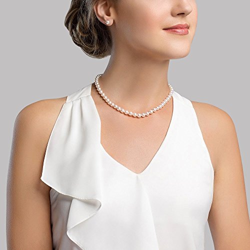 White Japanese Akoya Pearl Necklace in 24" Length