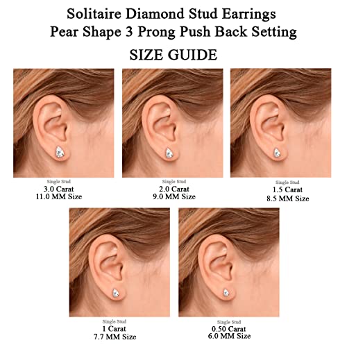 3 Carat Lab Grown Diamond Earrings, Pear Shape