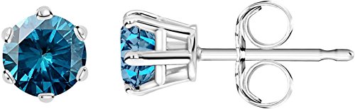 Blue Diamond 2.5CT Solitaire Stud Earrings Platinum Collection