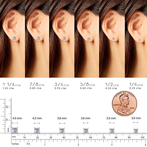 AGS Certified 1/4-1.00ct TW Princess Cut Diamond Earrings