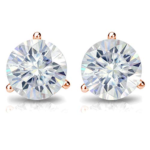 7ct Moissanite Round Stud Earrings 14k Rose Gold