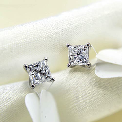 AGS Certified 1/4-1.00ct TW Princess Cut Diamond Earrings