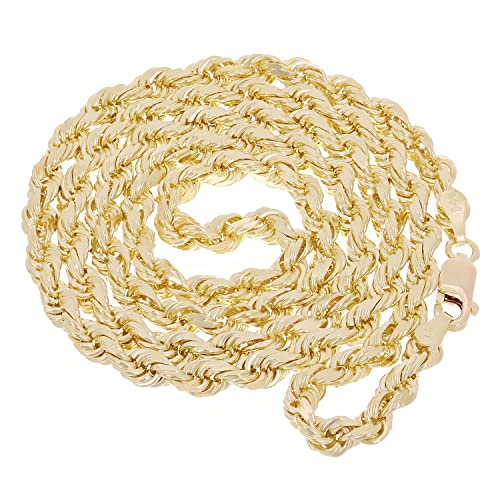14k Gold Diamond Cut Rope Chain Necklace VIP