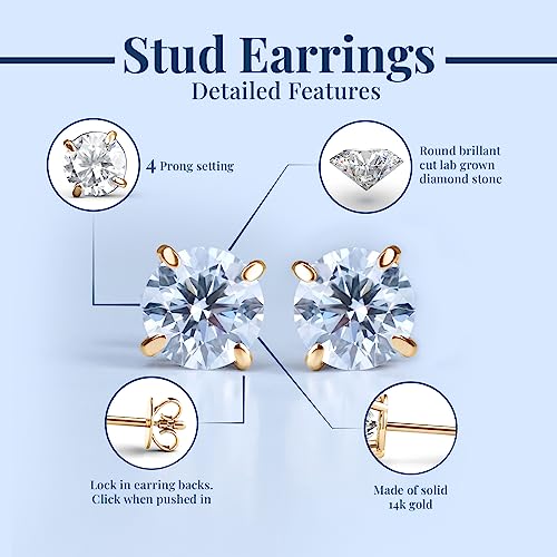 Mingshi Diamonds Lab Grown Diamond Stud Earrings Women