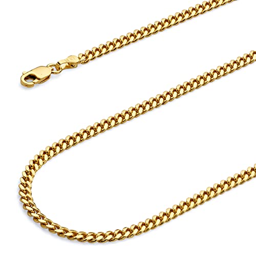 14K Solid Gold 4mm Miami Cuban Chain - 24