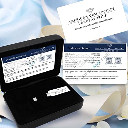 AGS Certified 1/4-1.00ct TW Princess Cut Diamond Earrings