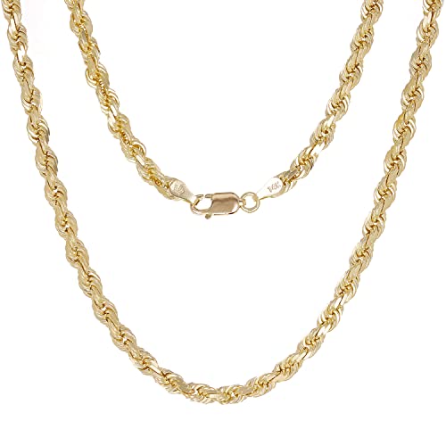 14k Gold Diamond Cut Rope Chain Necklace VIP