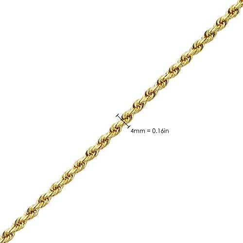 14K Yellow Gold 4mm VIP Rope Chain Necklace