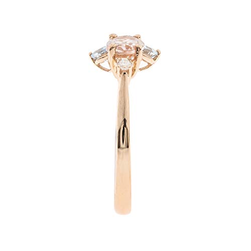 10K Rose Gold Aquamarine & Morganite Ring with Diamonds