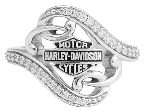 Harley-Davidson Women's Silver Filigree Bar & Shield Ring