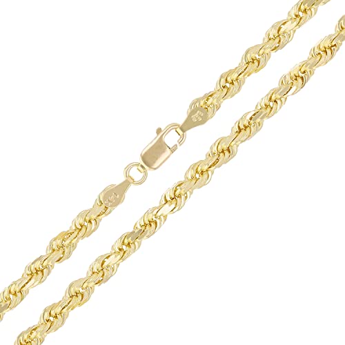 14k Gold Diamond Cut Rope Chain Necklace VIP