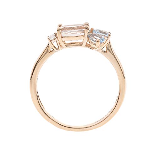 10K Rose Gold Aquamarine & Morganite Ring with Diamonds