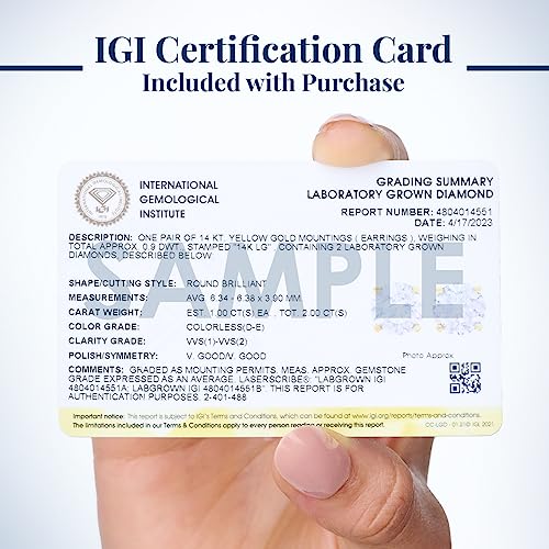 Mingshi Diamonds Lab Grown Diamond Stud Earrings Women