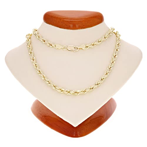 14k Gold Diamond Cut Rope Chain Necklace VIP