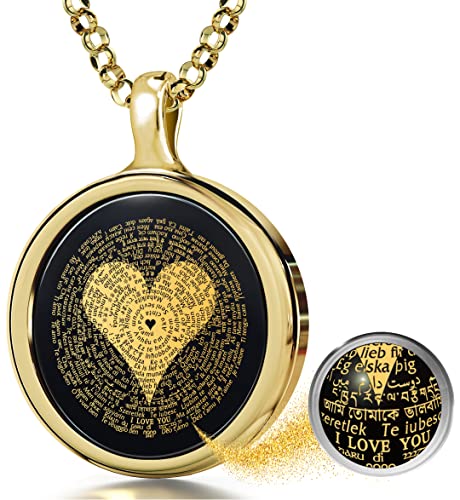 Gold Plated I Love You Necklace Multi-Language Pendant