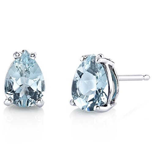 Peora 14K White Gold Aquamarine Earrings for Women