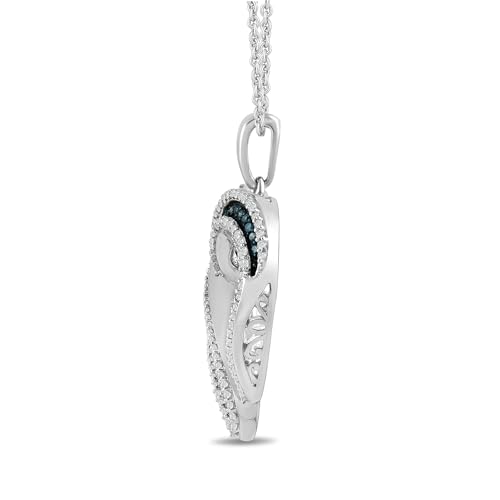 Blue & White Diamond Heart Pendant Necklace, VIP Edition