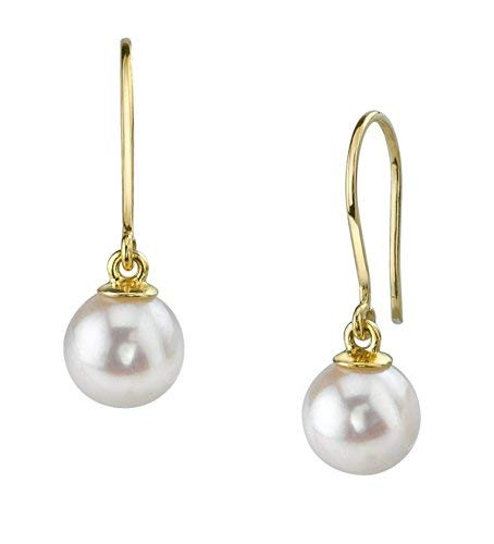 White Akoya Cultured Pearl Gold Earrings for Women