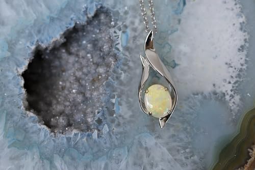 Opal Necklace - Australian Fire Opal Pendant Gold