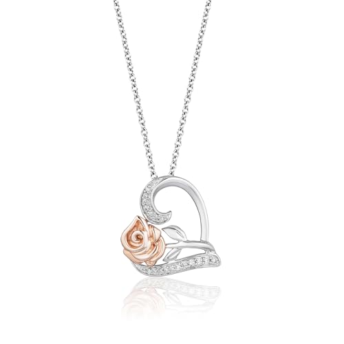 Disney Princess Belle Rose Pendant Necklace with Diamond