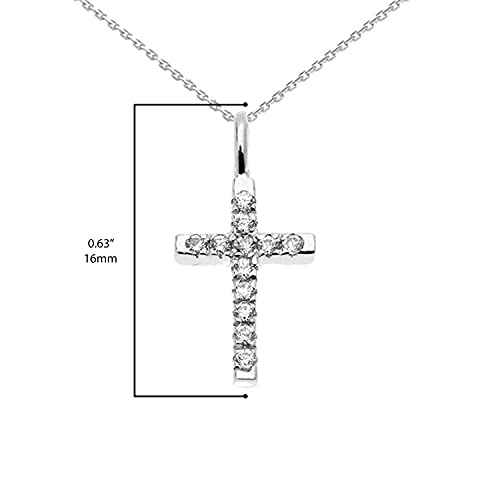 14K White Gold Diamond Accent Cross Charm Necklace