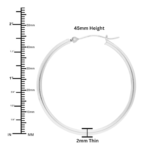 14K White Gold Round Hoop Earrings - 45mm