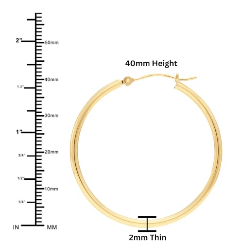 14k Yellow Gold Classic Hoop Earrings (40mm)