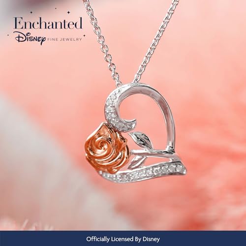 Disney Princess Belle Rose Pendant Necklace with Diamond